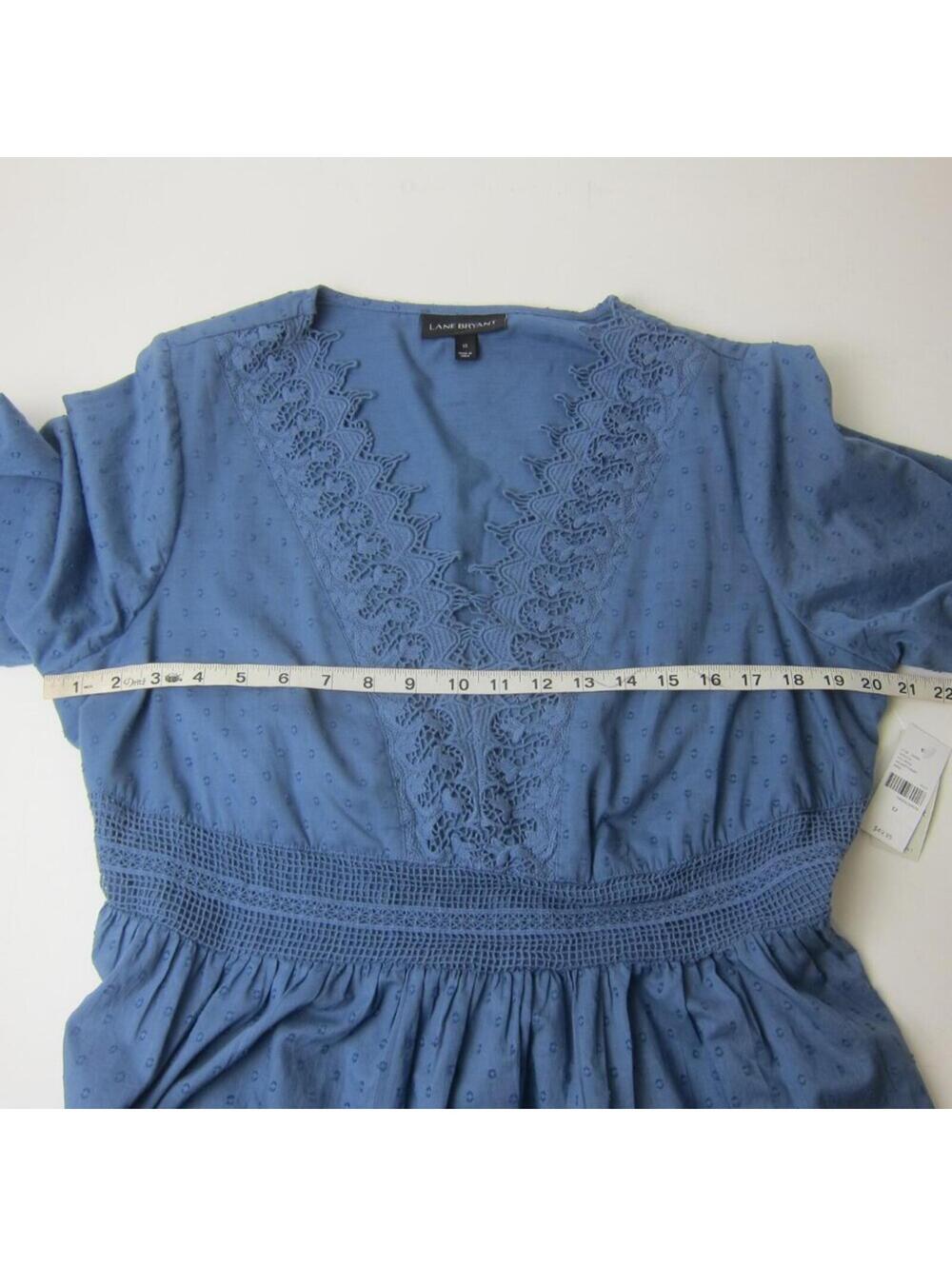 Lane Bryant Blue Swiss Dot Peplum Blouse 12 NWT Lace V-Neck Blouse NEW - Picture 8 of 10